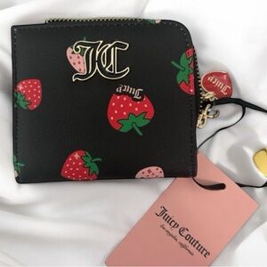 Juicy Couture Strawberry Black Sweet Juicy L Zip Card Case